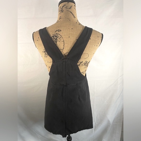 Nasty Gal Black Distress Grunge Denim Zip Front Pinafore. - Picture 2 of 7